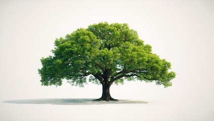Oak tree isolated on a white surface serving as a clean background for graphic layout or branding, highlighting natural elements