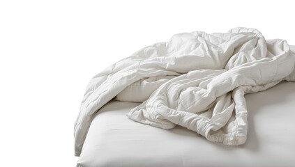 Crumpled white blanket in hotel room after guest stay, highlighting housekeeping issues, World Hospitality Day