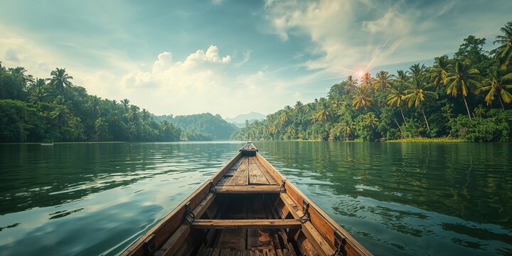 Raft boat navigating a lush green river, highlighting outdoor adventure experiences