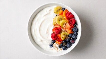 Colorful Bowl of Yogurt and Fruit
