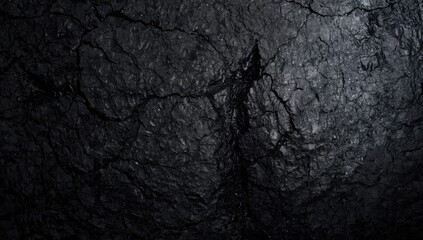 Dark gray basalt stone background highlighting rough mountain surface with visible cracks, suitable for geological or design use