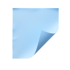 Realistic blue square sticky note with curled edge