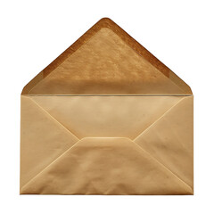 Open brown kraft paper envelope with raised flap