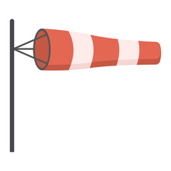 Windsock Indicating Wind Direction and Speed Flat Illustration
