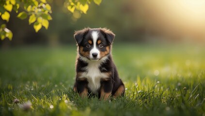 Six week old border collie puppy lying on a soft surface, highlighting juvenile relaxation and health, none