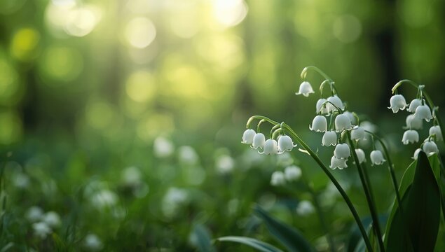 Summer forest landscape with vibrant flowers, designed as an editorial header background, seasonal change