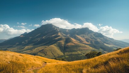 Scenic landscape of the Drakensberge range in South Africa, suitable for hiking and ecological study