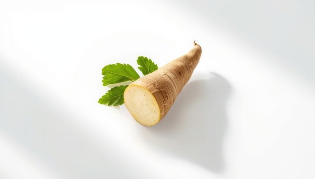 Chinese yam on white background, showing a fiber-dense vegetable for healthy eating