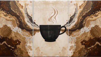 Abstract Coffee Aroma Triptych