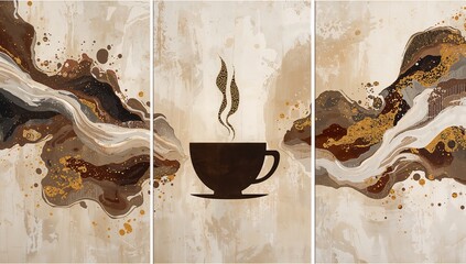 Abstract Coffee Aroma Triptych
