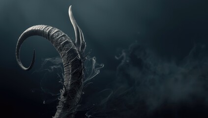 Mythical beast with prominent horns, used for fantasy character design, Halloween