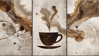 Abstract Coffee Aroma Triptych