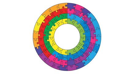 Fototapeta premium Colorful Circular Puzzle - A Vibrant and Engaging Visual.