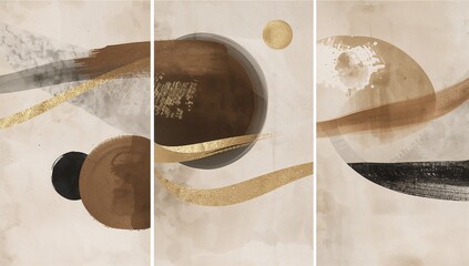 4k Minimalist Modern Coffee Art Triptych