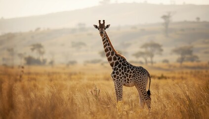 Giraffe calf in Southern Africa, growth and stature in a savanna environment, wildlife conservation