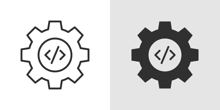 Coding Icon featuring angle brackets or code symbols, representing programming, software development, and coding activities.