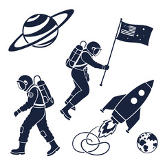 Obraz premium Space exploration silhouettes