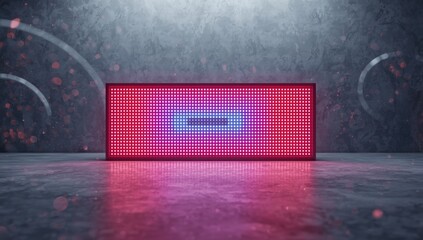 Macro view of an LED sign with scattered light particles, used in electronic signage and display panels