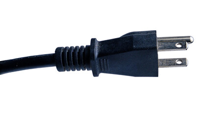 Black Two-Prong Power Plug With Cable For Electrical Devices And Power Supplies