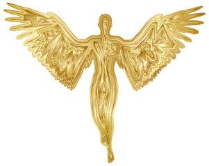 Gold Angel Silhouette Symbol in Elegant Decorative Style