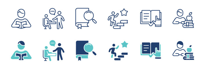 Education And Learning Icons Set For Student Growth
