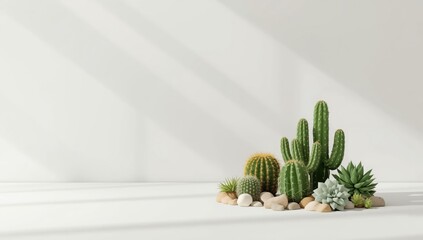 Collection of charming cactus and succulents, vector flat design for UI backdrop or editorial headers