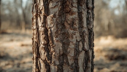 Fototapeta premium Tree bark surface with cracks and rough edges serving as a natural backdrop for organic themes, Earth Day