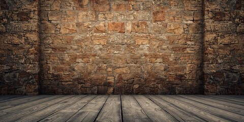 Front view of stone wall surface serving as a background for informational design