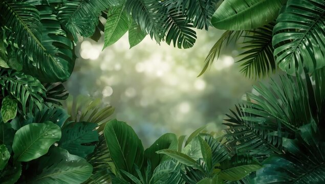 Large green leaves as a textured background for nature-themed design in summer, Earth Day - Powered by Adobe