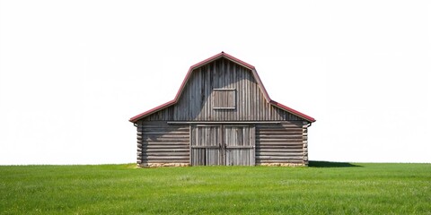 Obraz premium Rustic log barn made from wooden logs, used as a rural storage structure, Earth Day