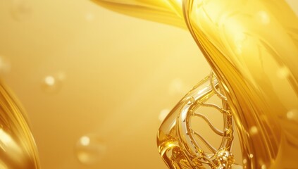 3D rendering of a molecular model set against a golden backdrop, designed for skin care product development