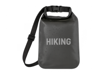 Black waterproof dry bag for outdoor hiking adventures