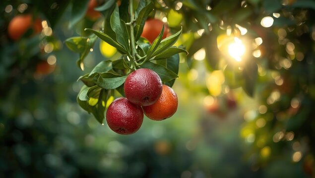 Blood oranges, Moro type at peak ripeness, suitable for fresh consumption or juice production