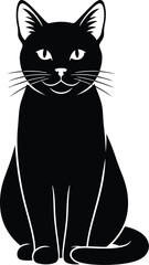 Obraz premium Simple illustration of a sleek black cat in a seated position