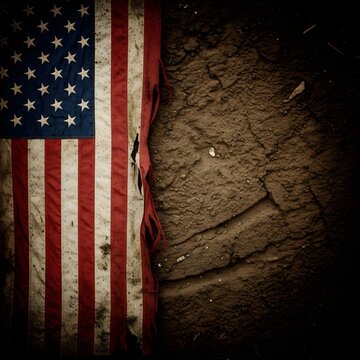 Vintage american flag on distressed background