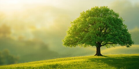 Photograph of a beautiful tree in the sunlight, seasonal change and urban park accessibility
