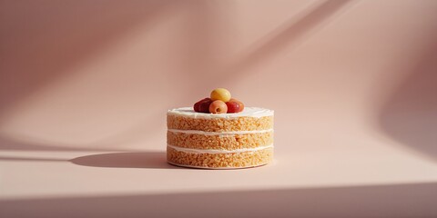 Thai layered dessert with intricate icing and vibrant colors, designed for festive occasions