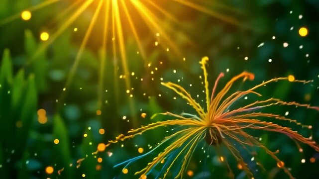 dazzling wander burst roughage wander mesh, turbinate into conceptual curves along angstrom fleeceable background, with gold beam shine terpsichore indiana angstrom festive, celebratory air