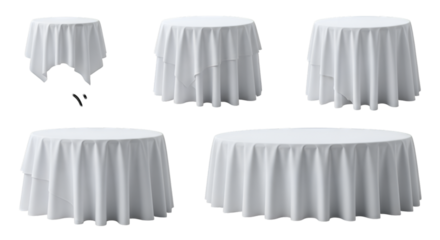 Round Tables Covered With White Tablecloths draped fabric