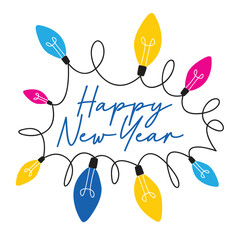 Happy New Year Creative Typography With Festive Vector Style