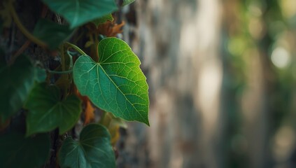 Hedera helix foliage covering a wall surface for urban greenery, Earth Day