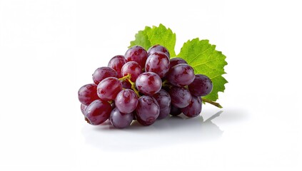 Single purple grape on white background with full depth of field, suitable for nutrition or ingredient focus in food presentation