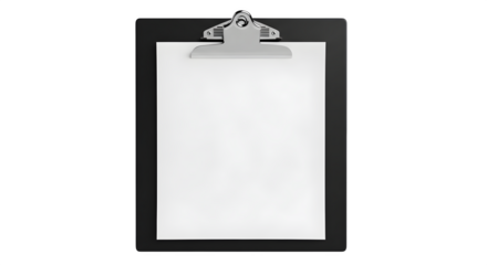 A blank white paper on a clipboard against a black background
