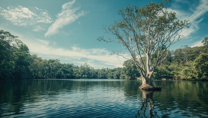 Eucalyptus trees in a Central Borneo forest setting, highlighting natural habitat preservation