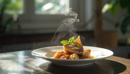 Thailandâ€™s seafood and meat dish on a white plate underscores balanced protein intake, culinary nutrition focus