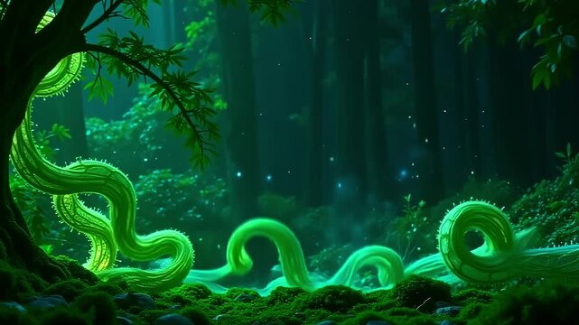 luminous roughage burst roughage wander mesh, wander brilliant innovation along angstrom fleeceable background, with radiant vine curve indiana angstrom lush, tropic show nether starlight.