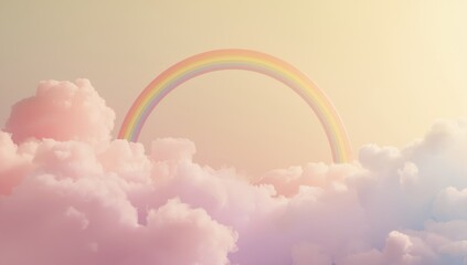 Pastel sky featuring clouds and a rainbow, ideal for visual storytelling or artistic projects