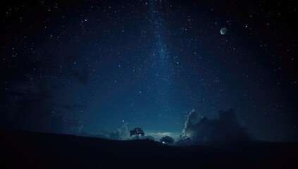Night sky with stars and clouds, serving as a backdrop for atmospheric visual effects