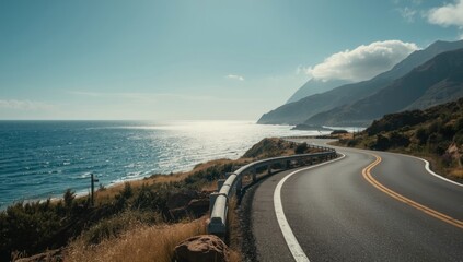 Coastal road trip on R44 passing Somerset West to Bay, gentle waves breaking on rocks during sunny weather, weather conditions