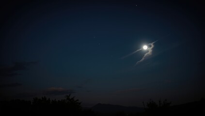 Fototapeta premium Nighttime full moon in the sky, natural light for environmental backdrop, World Malaria Day
